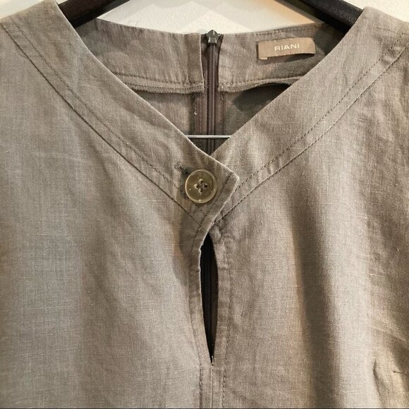 RIANI Sz 12 100% Linen Knee Length Unlined Pockets Zipper Closure Dress - Picture 3 of 9